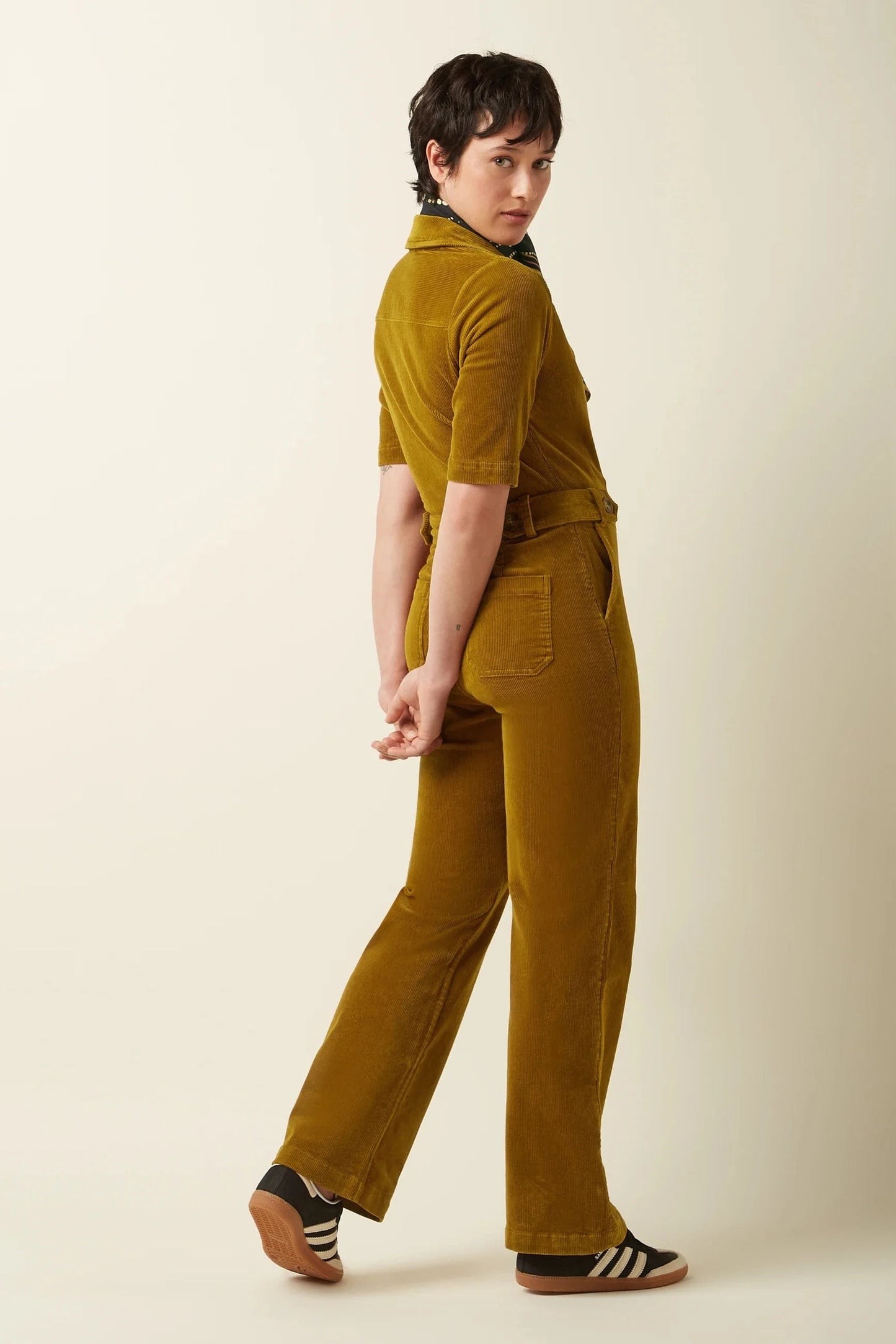 King Louie Jumpsuits Garbo Corduroy Jumpsuit in Golden Brown