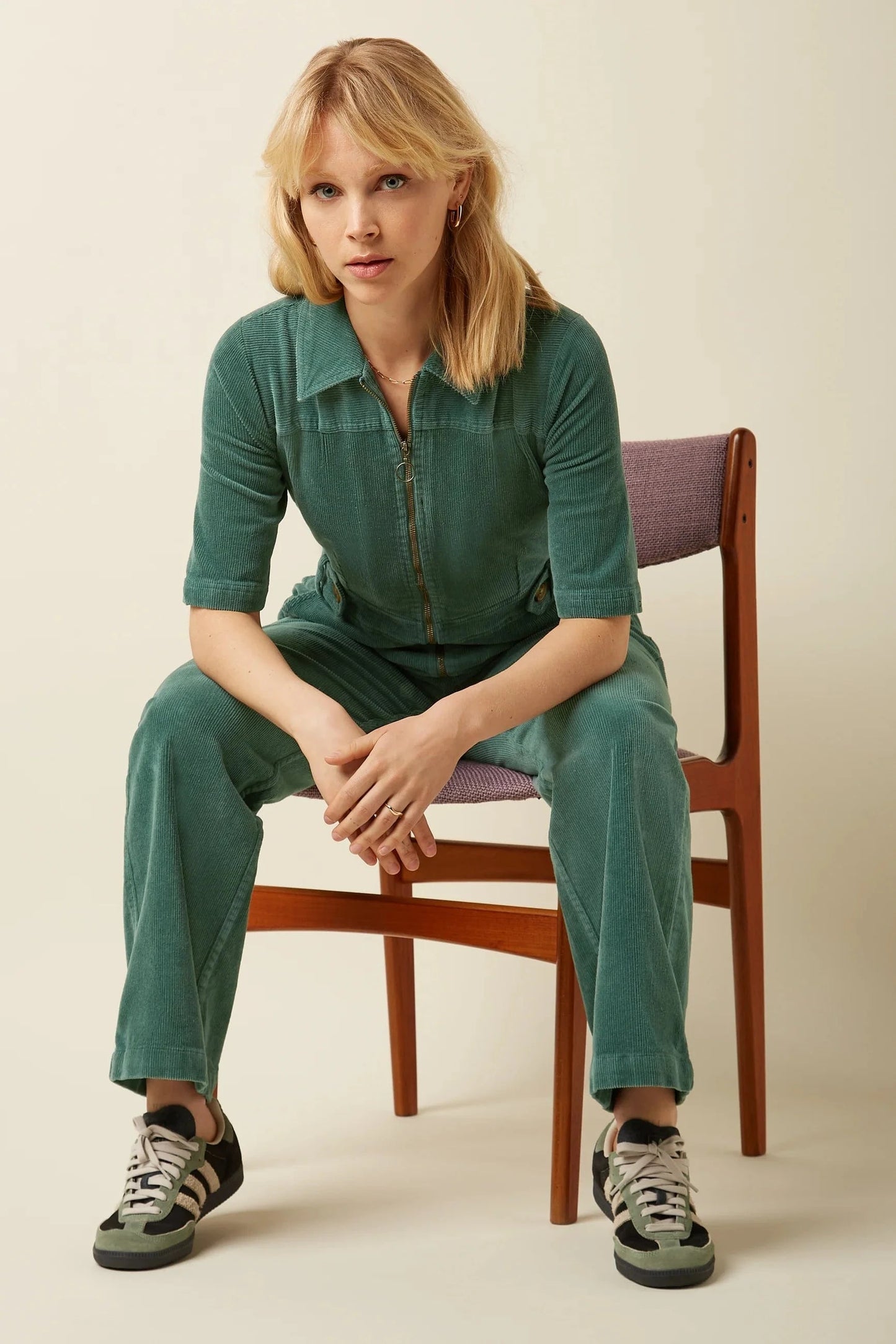 King Louie Jumpsuits Garbo Corduroy Jumpsuit in Matcha Green