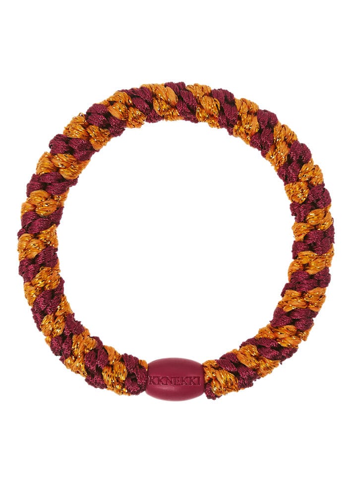 Kknekki Hair Accessories Bordeaux orange glitter Stripe Hair Ties