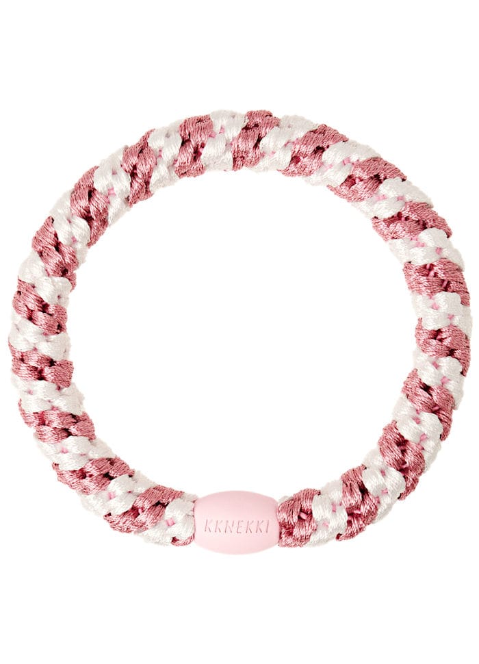 Kknekki Hair Accessories Old Pink-White stripe Hair Ties