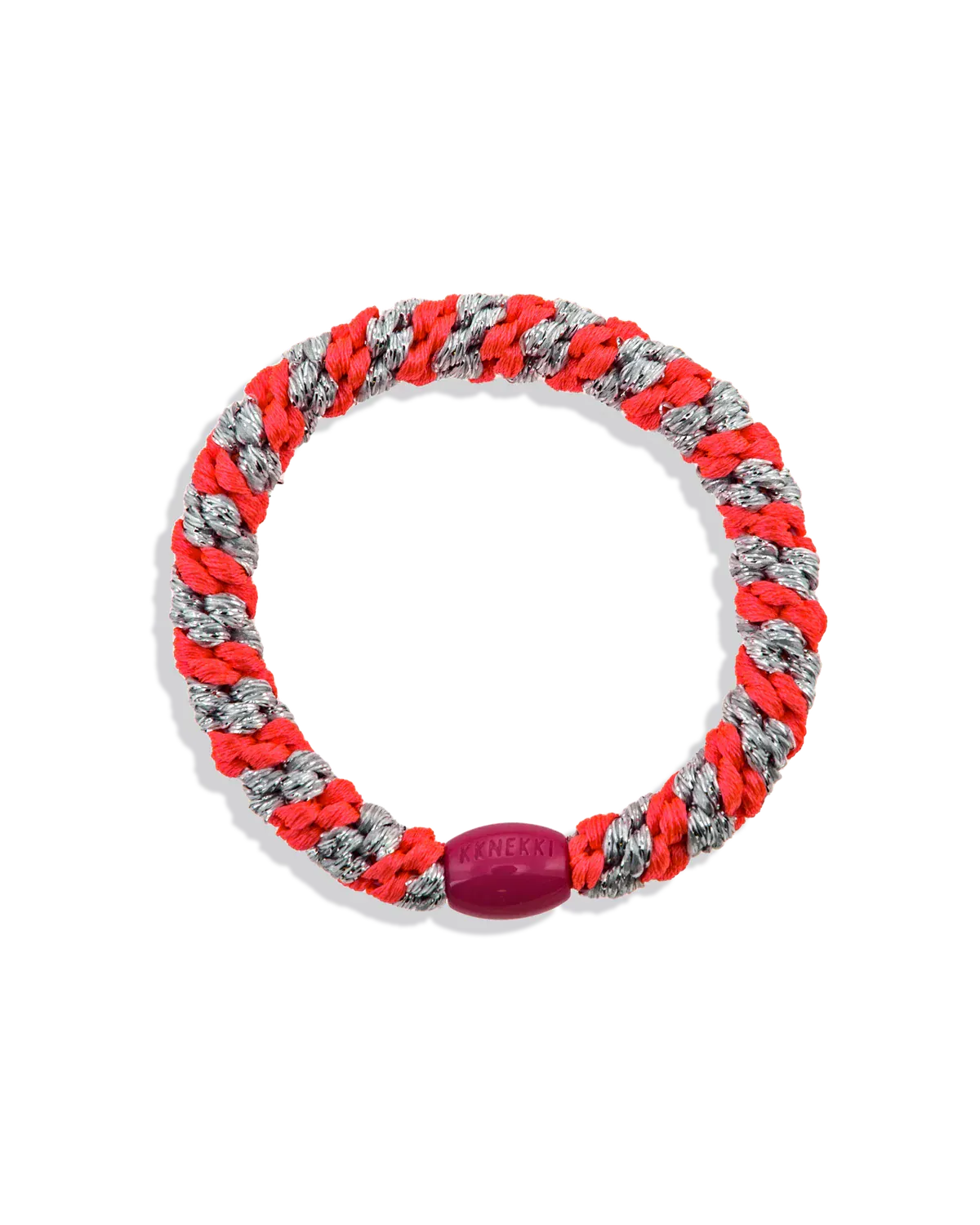 Kknekki Hair Accessories Pink Neon Silver Glitter Stripe Hair Tie