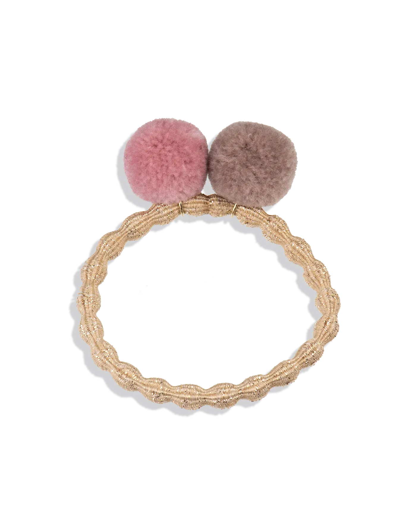 Kknekki Hair Accessories PomPom Hair Tie Beige Glitter