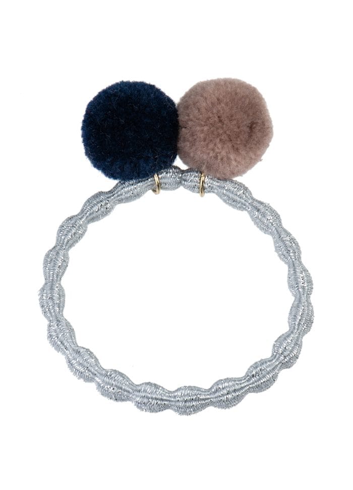Kknekki Hair Accessories PomPom silver glitter w navy-dove Hair Ties