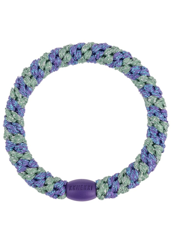 Kknekki Hair Accessories Purple green glitter stripe Hair Ties