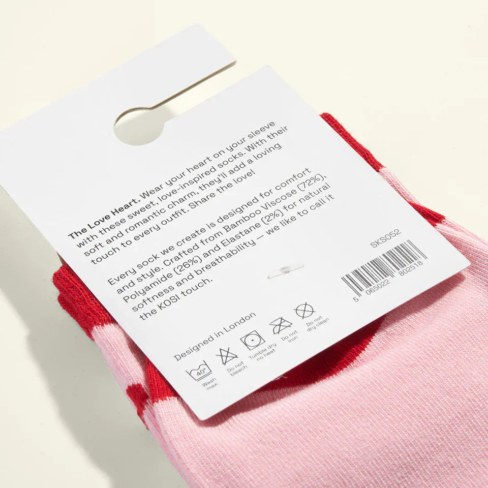 Kosi London Love Heart Bamboo Socks