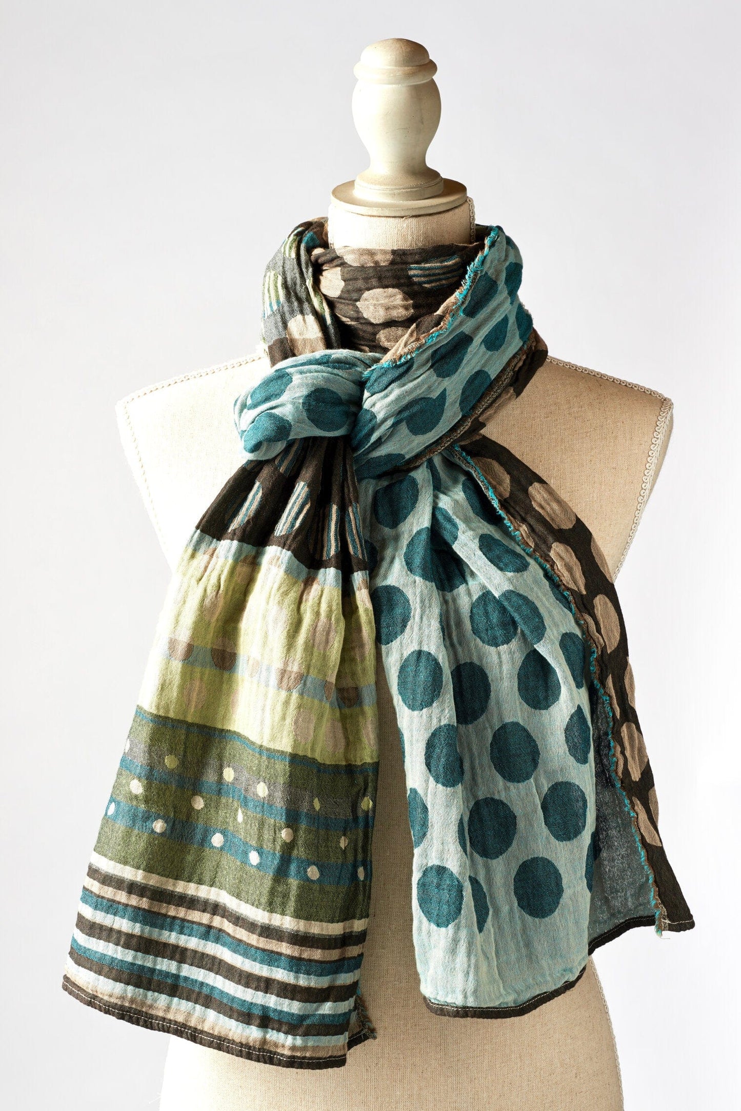 Letol Accessories Coline Marron Turquoise Letol French Scarves