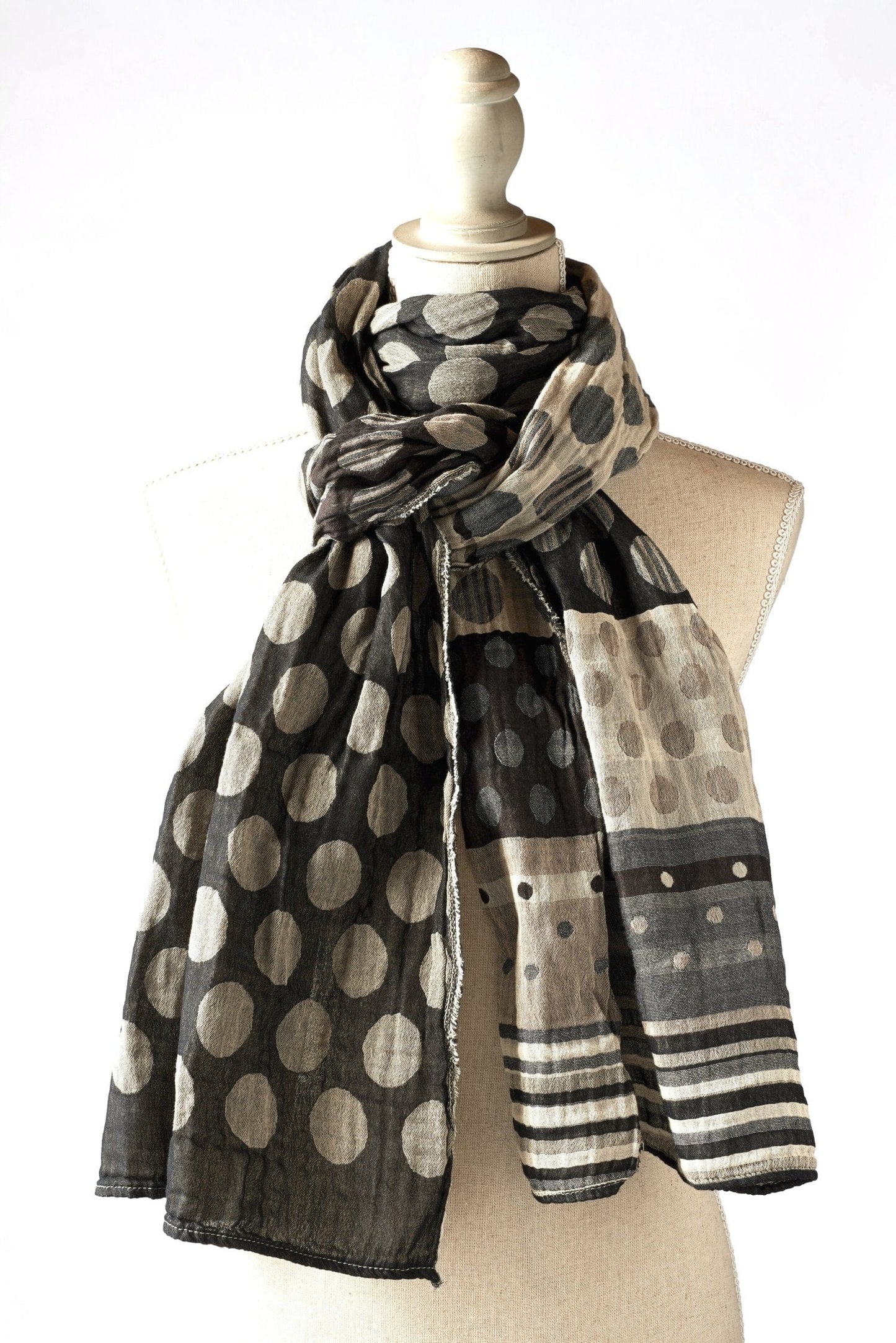 Letol Accessories Coline Noir Gris Letol French Scarves