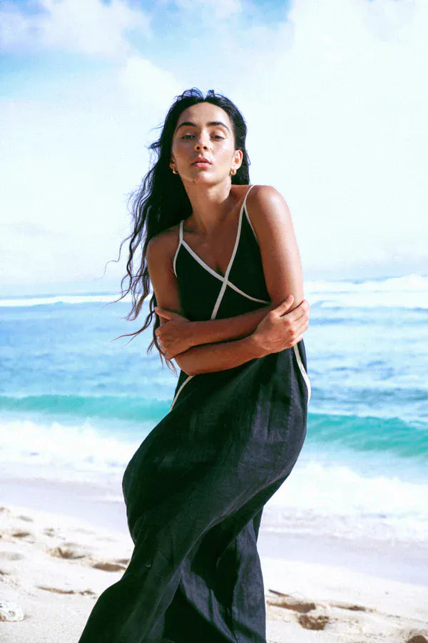 Lilly Pilly Dresses Azalea Black Linen Dress