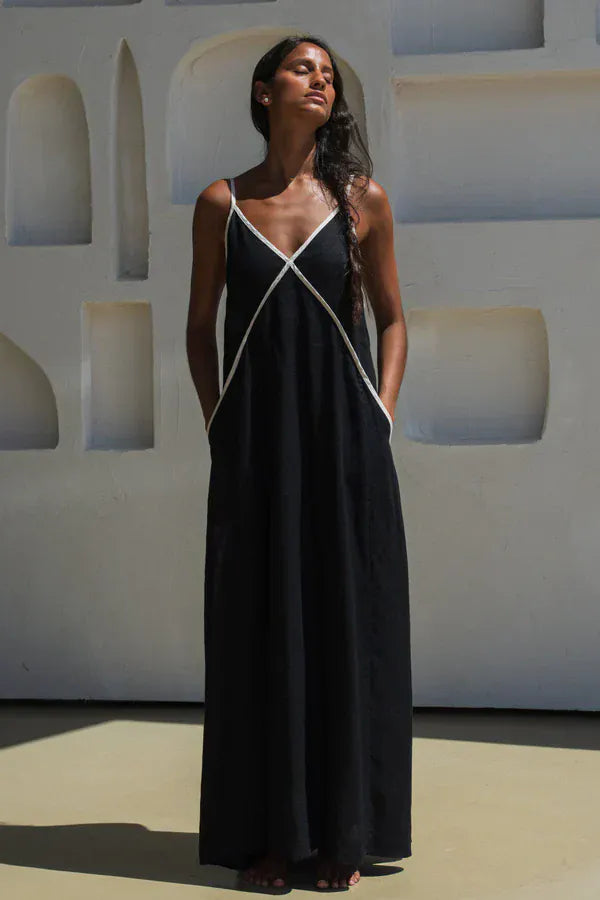 Lilly Pilly Dresses Azalea Black Linen Dress