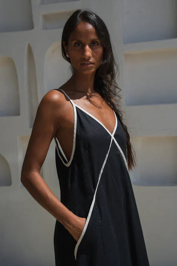 Lilly Pilly Dresses Azalea Black Linen Dress