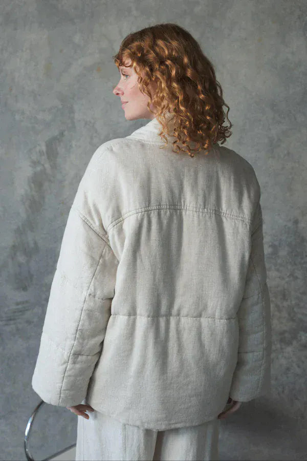 Lilly Pilly Jackets Aster Linen Coat in Oatmeal