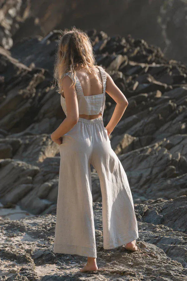 Lilly Pilly Jumpsuits Keely Linen Jumpsuit in Oatmeal
