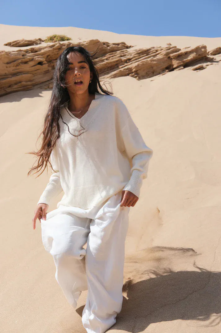 Lilly Pilly Knitwear June Cashmere Knit in Ivory