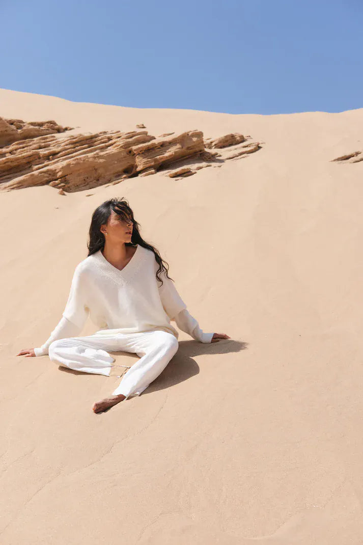Lilly Pilly Knitwear June Cashmere Knit in Ivory