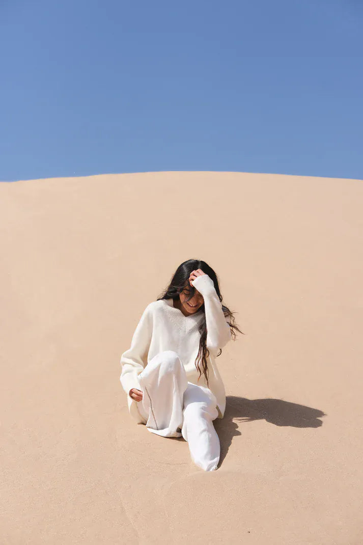 Lilly Pilly Knitwear June Cashmere Knit in Ivory