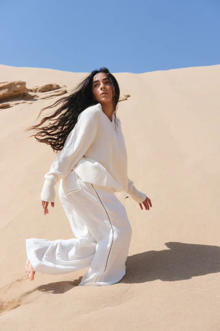 Lilly Pilly Knitwear June Cashmere Knit in Ivory
