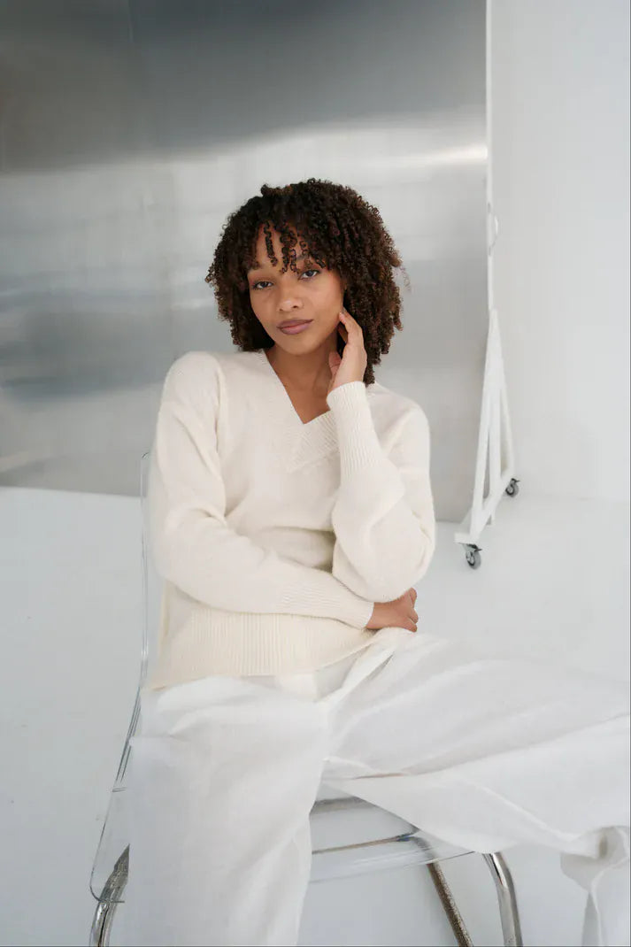 Lilly Pilly Knitwear June Cashmere Knit in Ivory