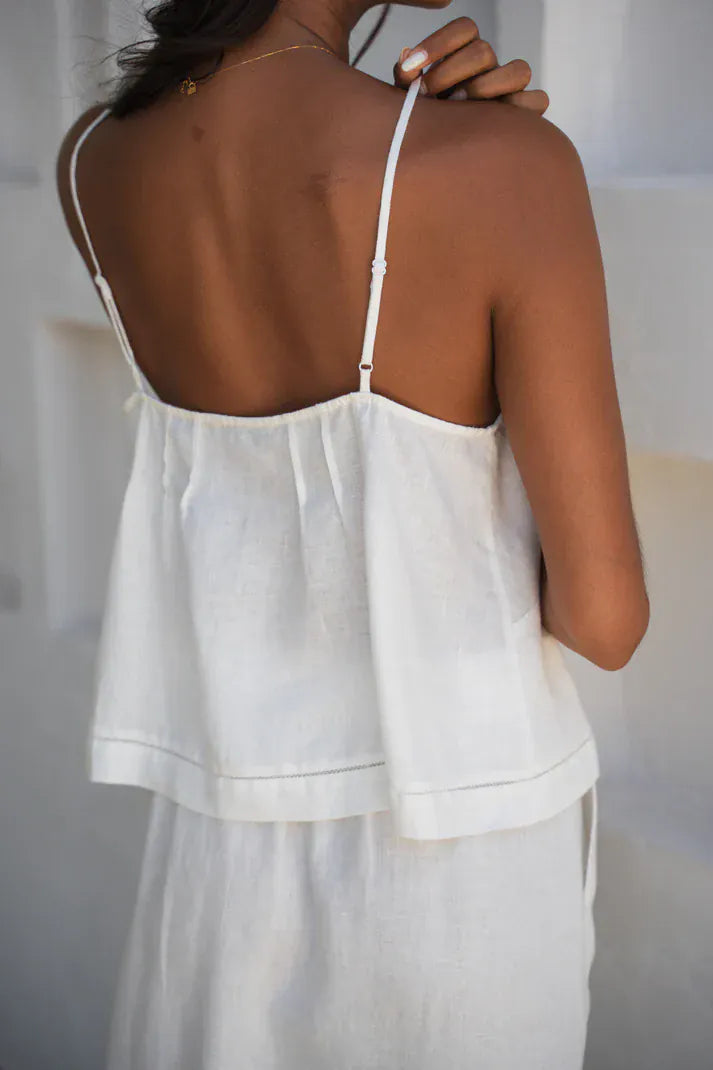 Lilly Pilly Tops Bea Linen Cami in Ivory