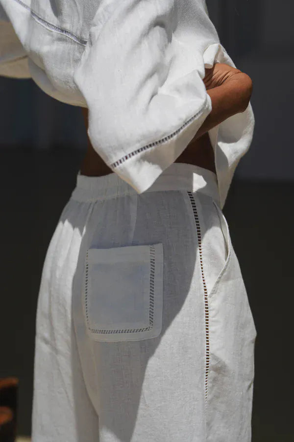 Lilly Pilly Trousers Rika Linen Trousers in Ivory