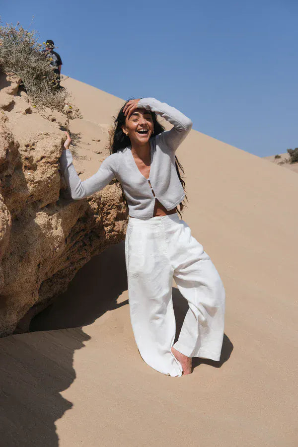 Lilly Pilly Trousers Rika Linen Trousers in Ivory