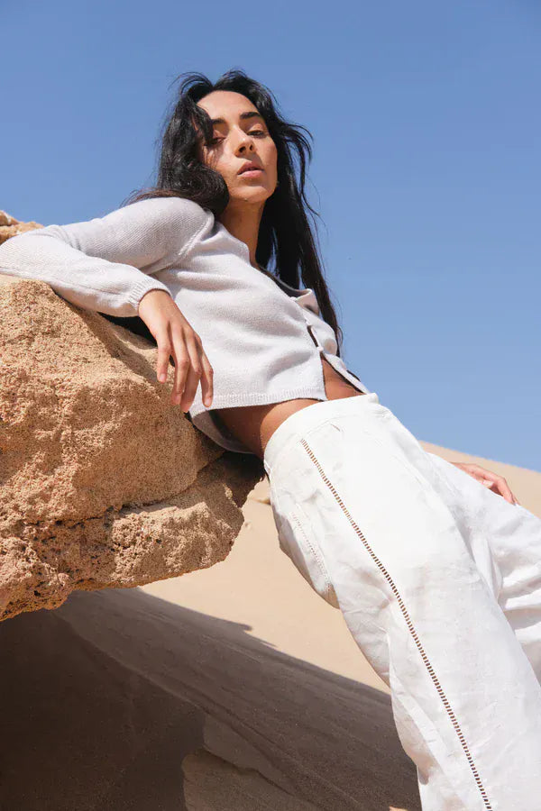 Lilly Pilly Trousers Rika Linen Trousers in Ivory