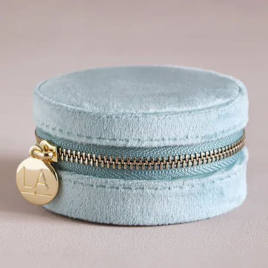 Lisa Angel Gifts Mint Green Velvet Round Travel Jewellery Case