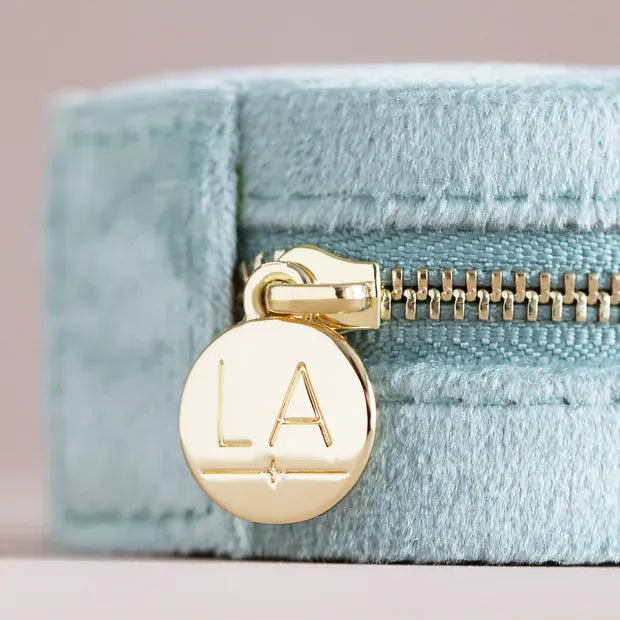 Lisa Angel Gifts Mint Green Velvet Round Travel Jewellery Case