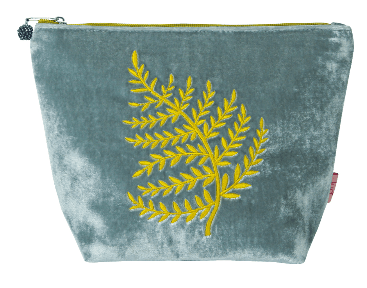 LUA VELVET ACCESSORIES Beauty & Wellness Light Grey Fern Cosmetic Purse Velvet