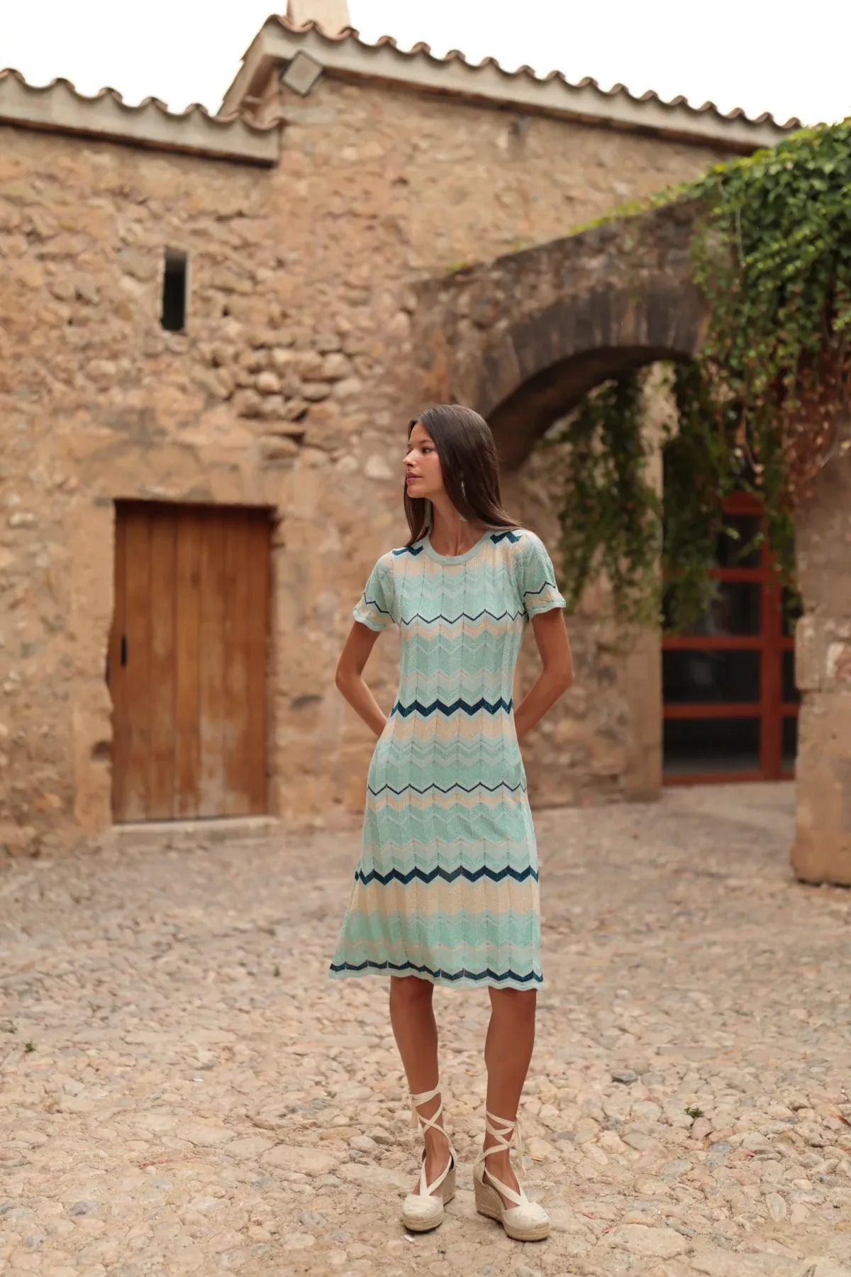 LUNA LLENA Dresses Seafoam Wave Knit Dress