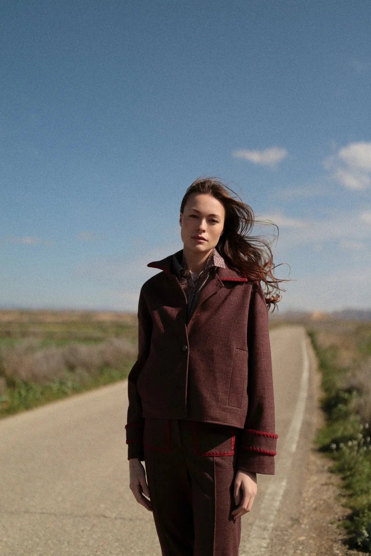 LUNA LLENA Jackets Boxy Bomber Jacket in Soft Aubergine