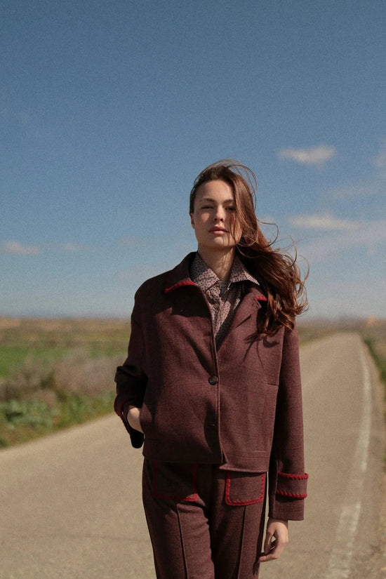 LUNA LLENA Jackets Boxy Bomber Jacket in Soft Aubergine