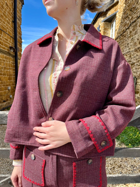 LUNA LLENA Jackets Boxy Bomber Jacket in Soft Aubergine