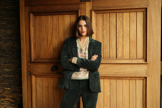 LUNA LLENA Jackets Waffle Blazer in Deep Green