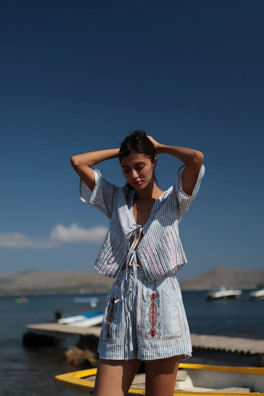 LUNA LLENA Tops Anara Top in Azure