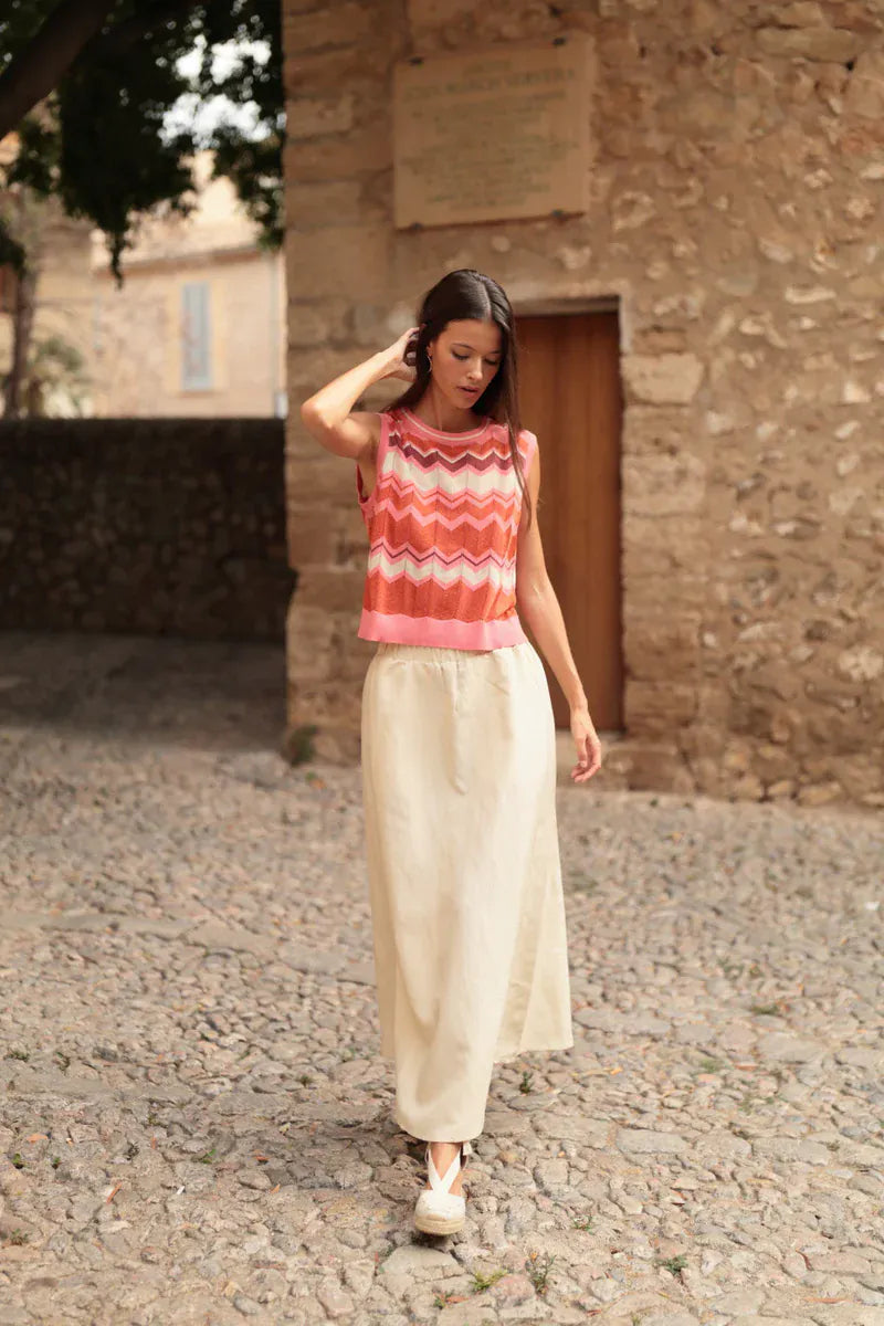 LUNA LLENA Tops Sunset Wave Knit Top