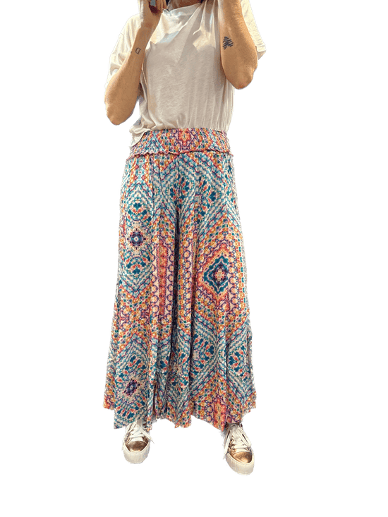 LUNA LLENA Trousers Summer Trousers in Tiffany Printed Viscose