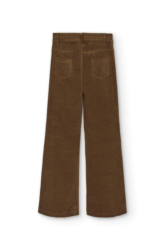 LUNA LLENA Trousers Waffle Velvet Flares in Chocolate