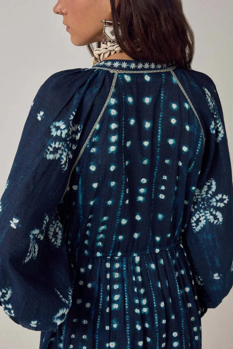 Maison Hotel Dresses Shibori Dream Dress in Ocean Ink