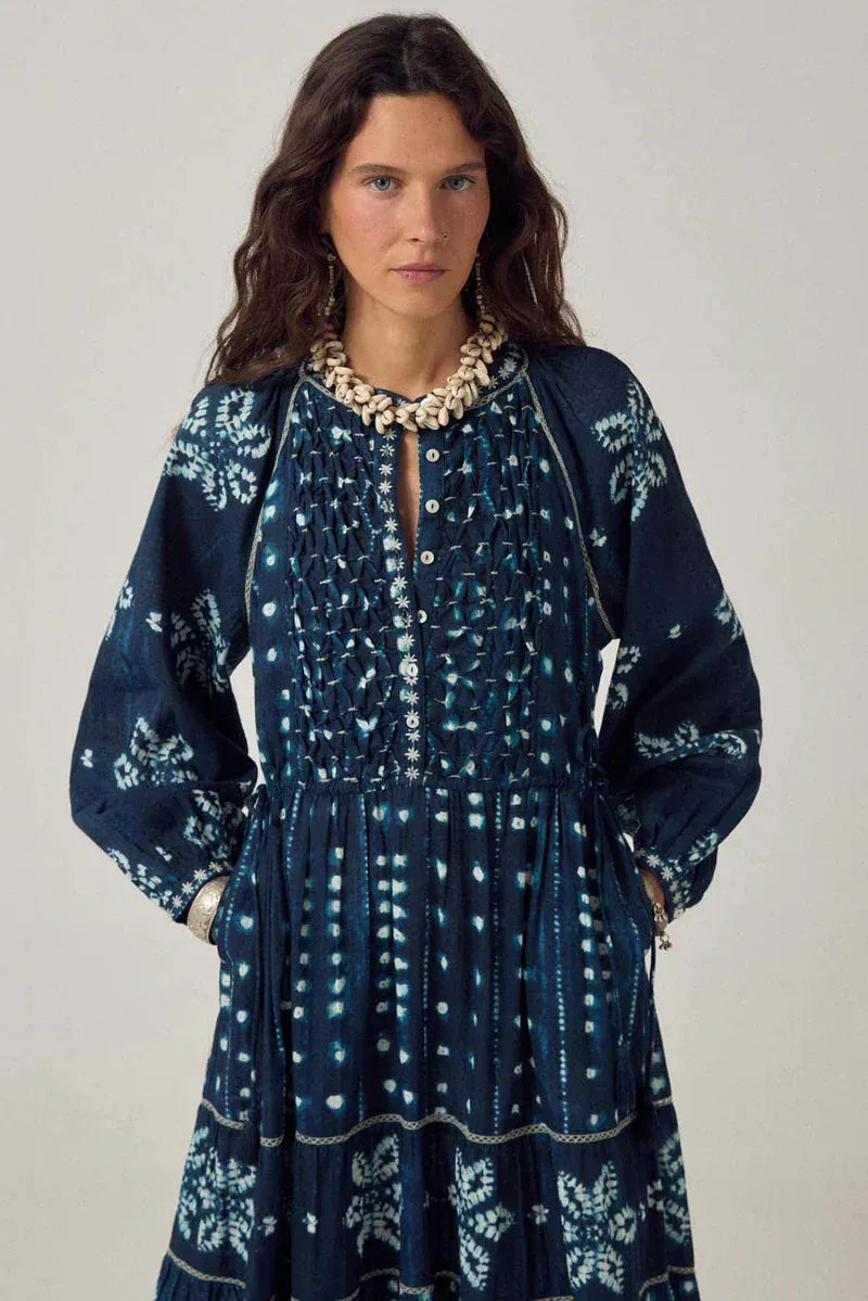 Maison Hotel Dresses Shibori Dream Dress in Ocean Ink