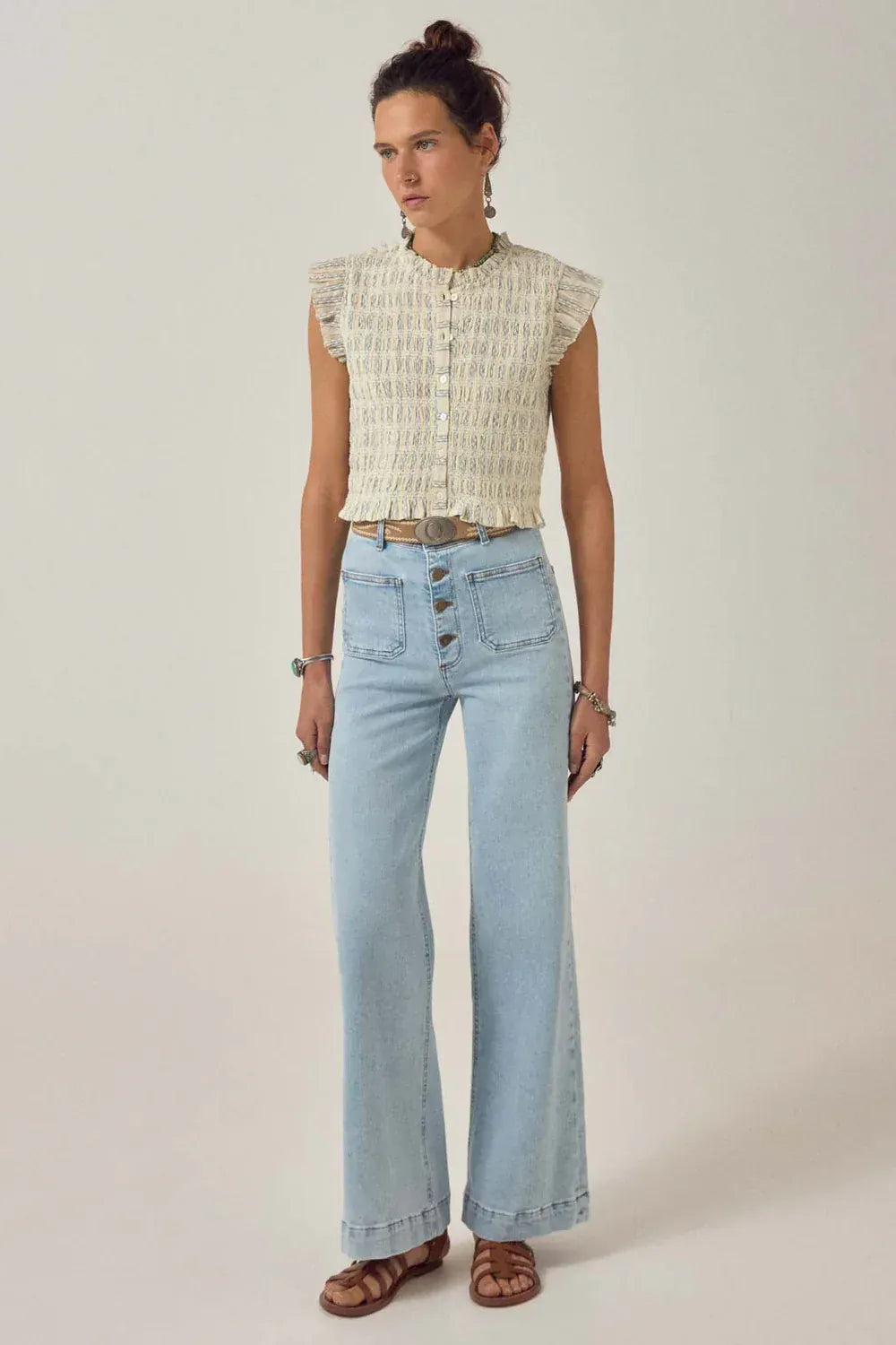 Maison Hotel Tops Patmos Top in Cloud Thread