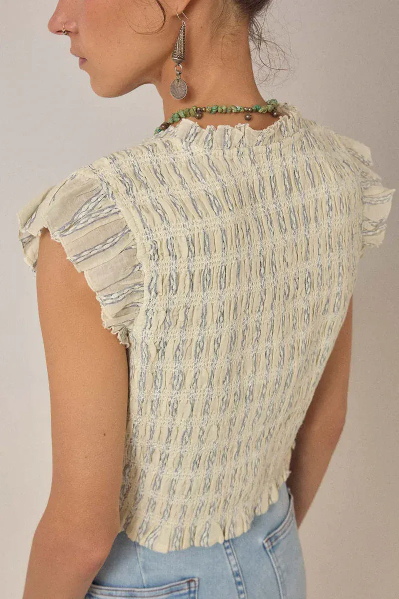 Maison Hotel Tops Patmos Top in Cloud Thread