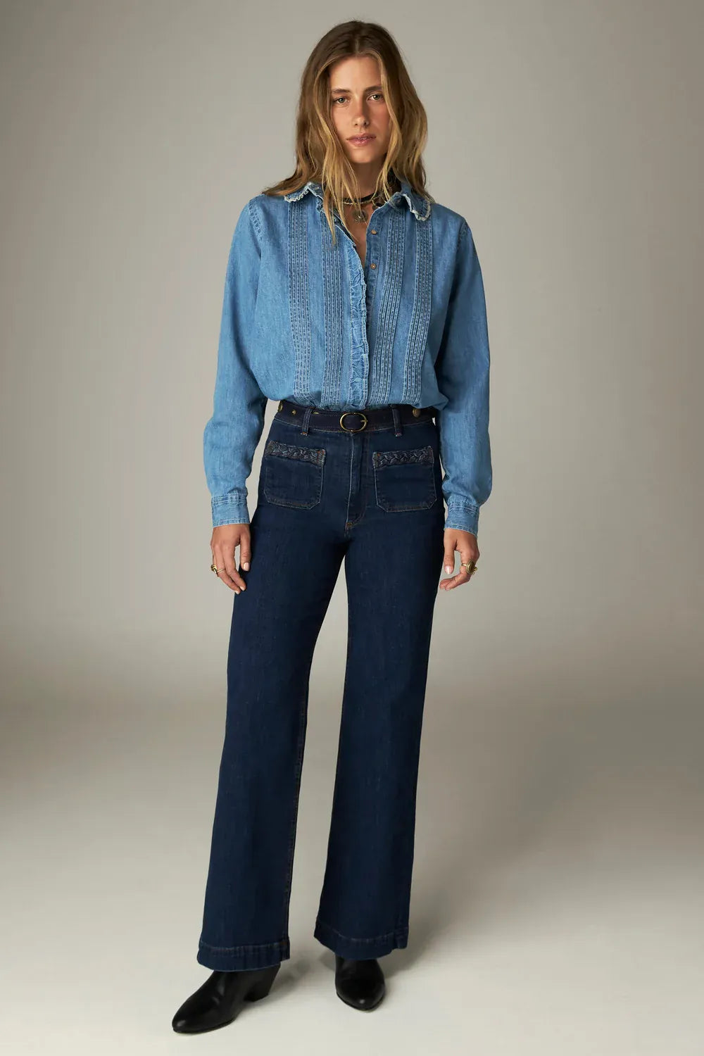 Maison Hotel Tops Preppy Pippa Shirt in Vintage Denim
