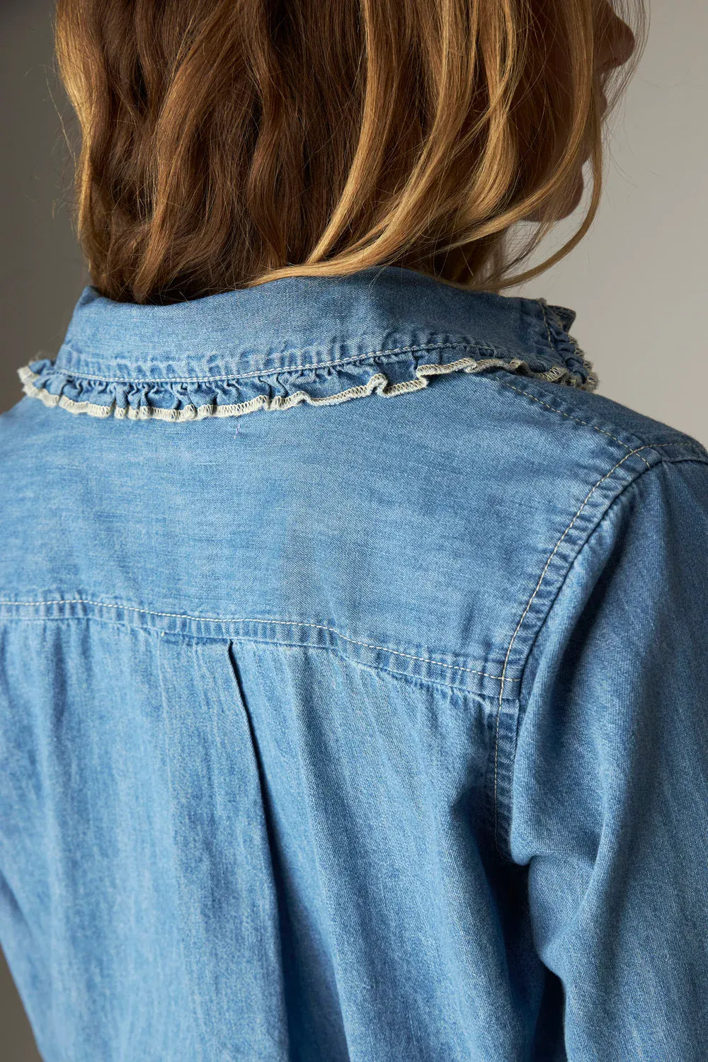 Maison Hotel Tops Preppy Pippa Shirt in Vintage Denim