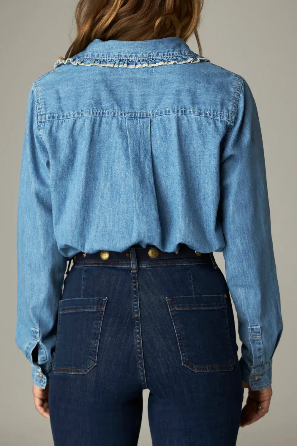 Maison Hotel Tops Preppy Pippa Shirt in Vintage Denim