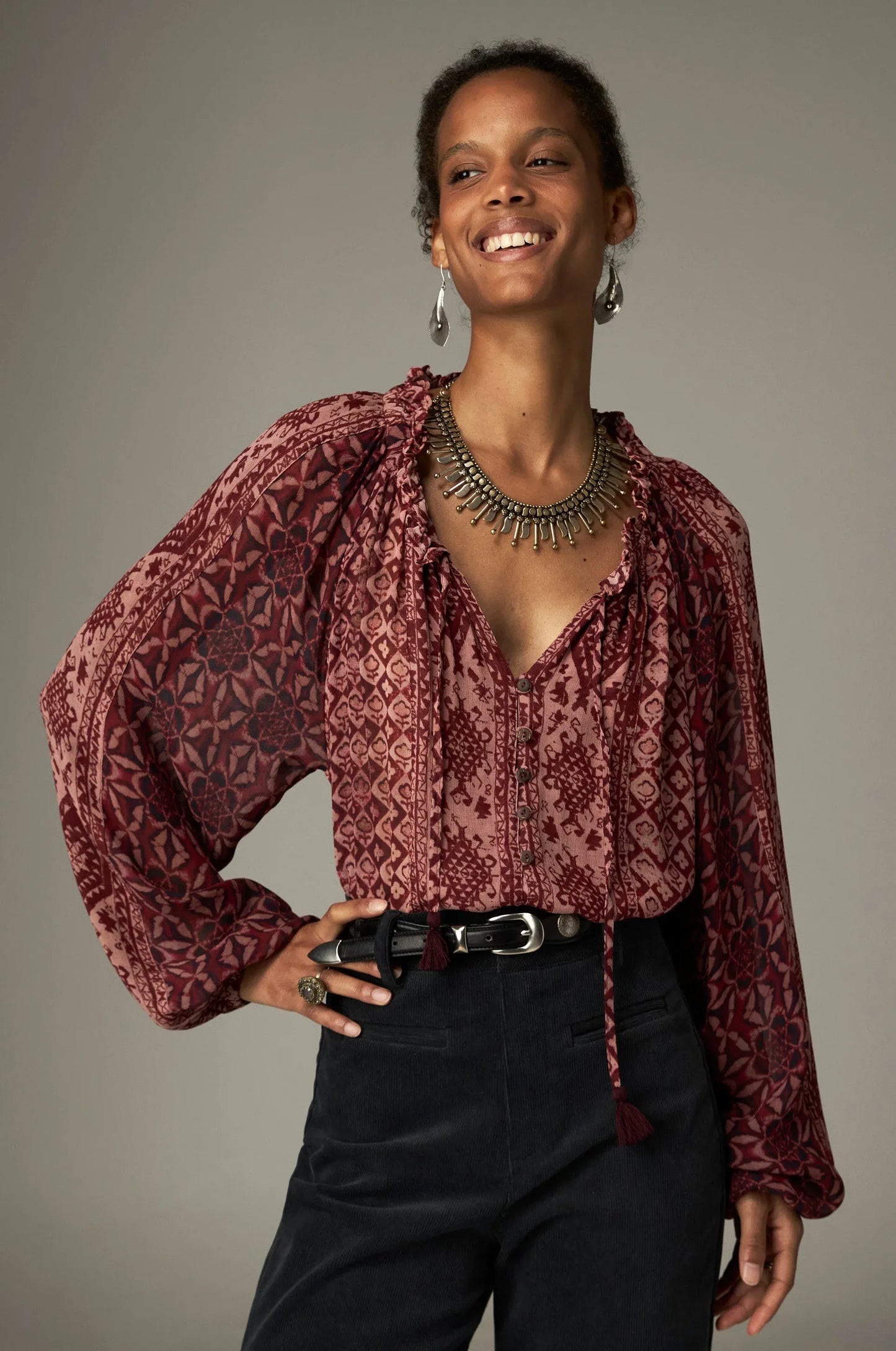 Maison Hotel Tops Red Rombo Hannah Top in Wine