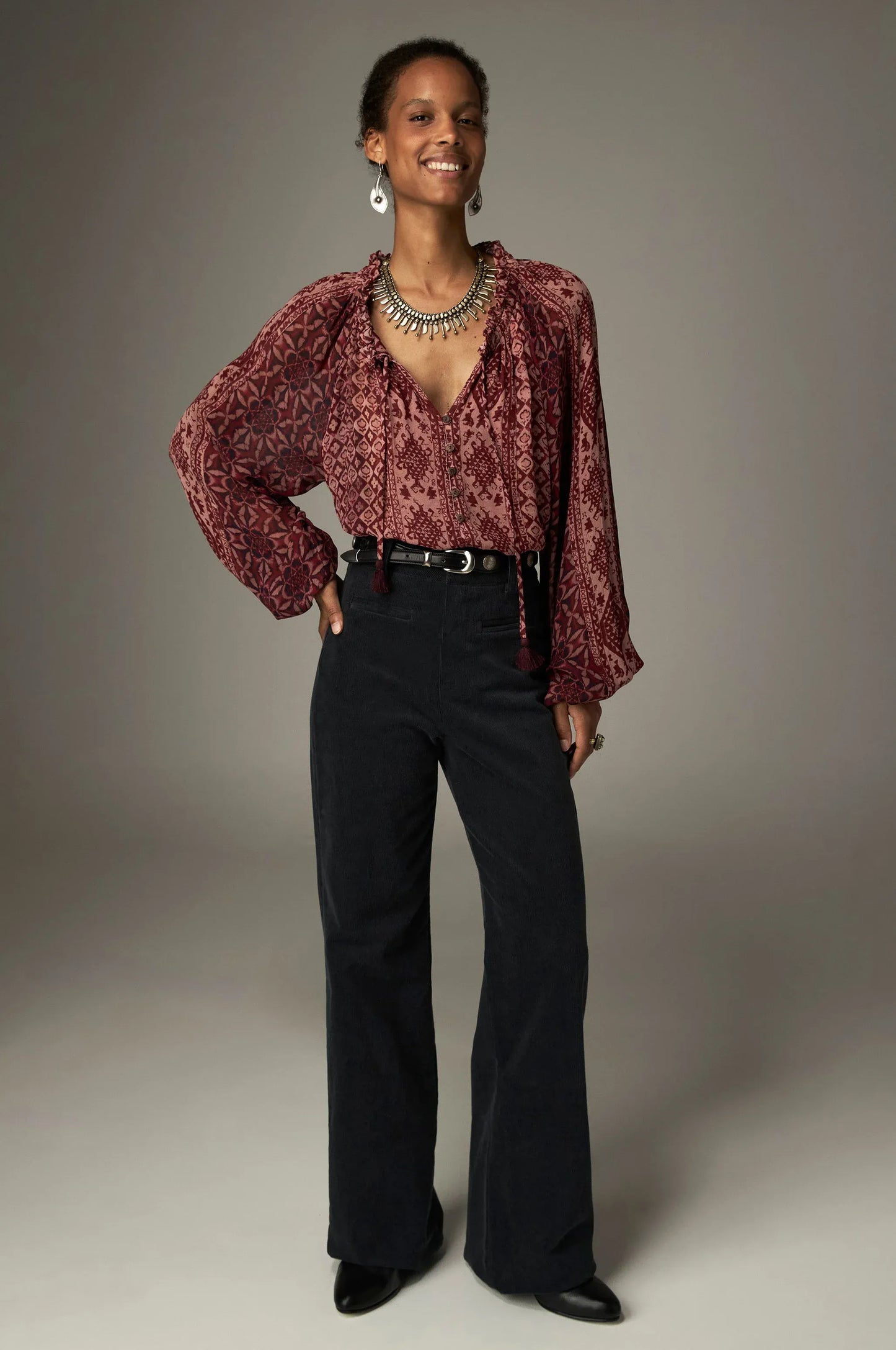Maison Hotel Tops Red Rombo Hannah Top in Wine