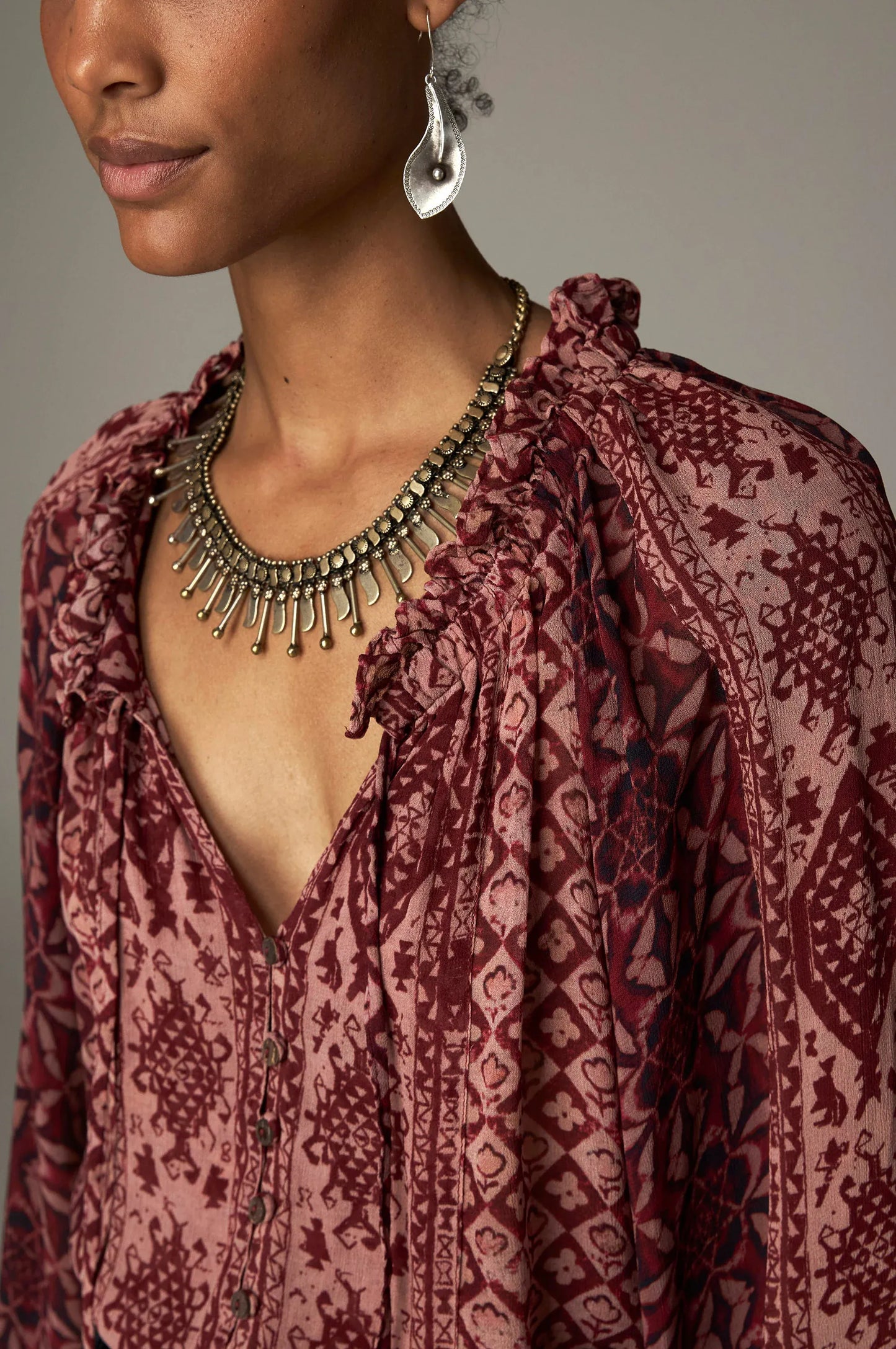 Maison Hotel Tops Red Rombo Hannah Top in Wine
