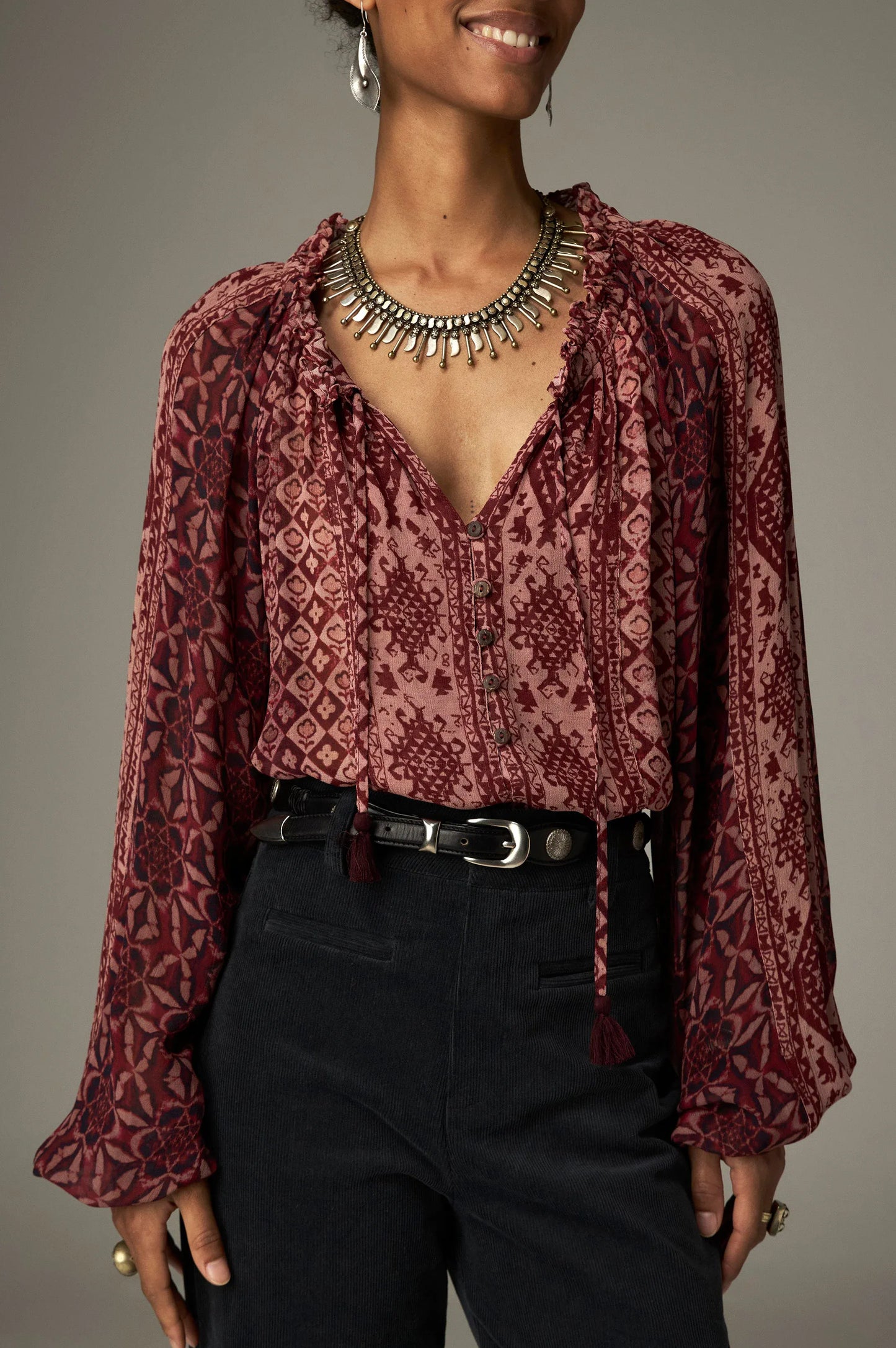 Maison Hotel Tops Red Rombo Hannah Top in Wine