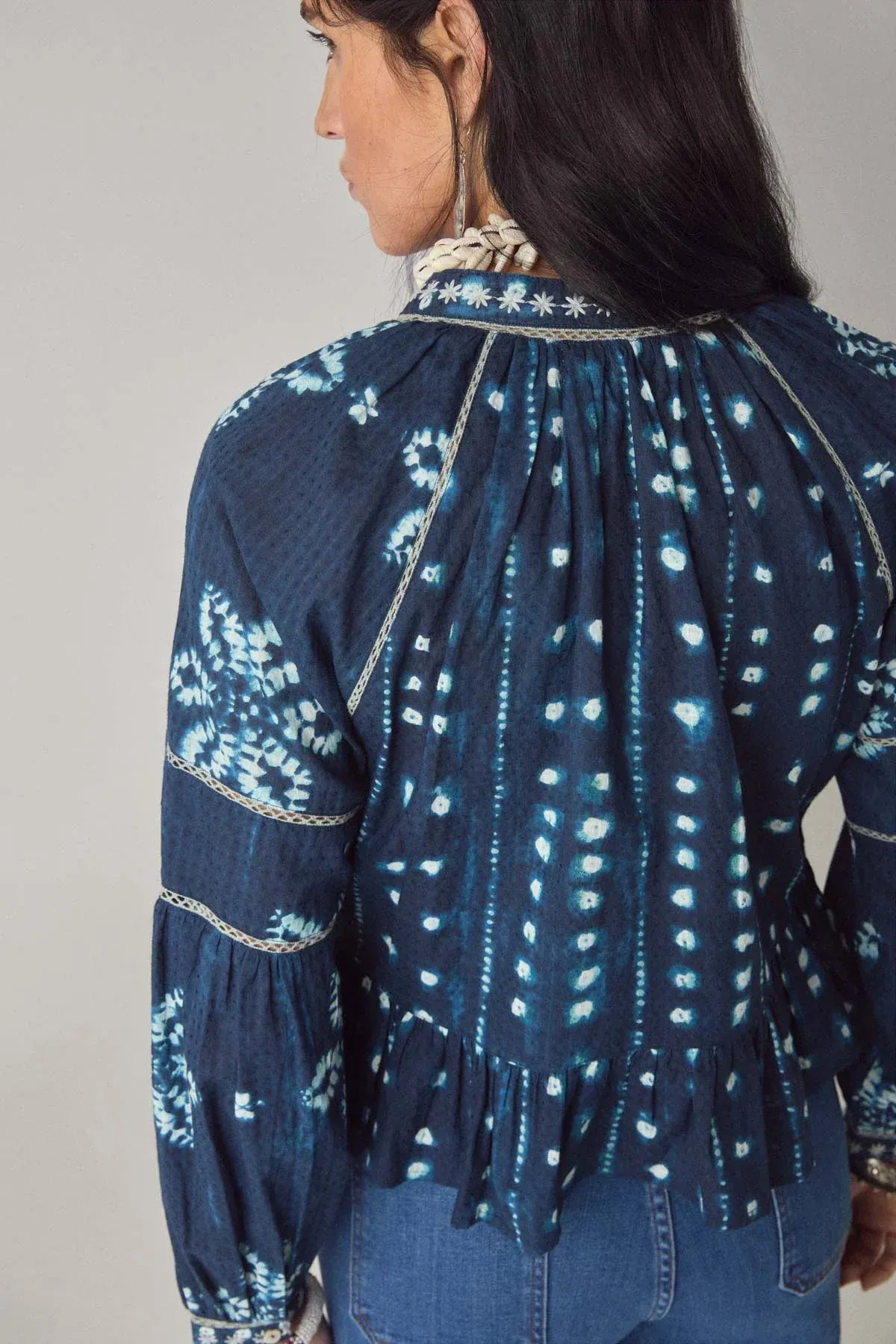 Maison Hotel Tops Shibori Dreams Top in Ocean Ink