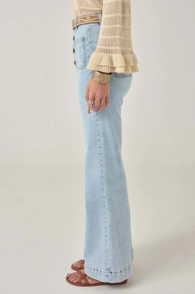 Maison Hotel Trousers Charlie Denim Jeans Bleach Blue
